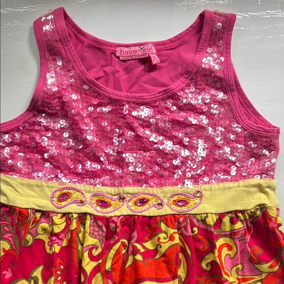 Vibrant Pink and Yellow Sequin Dress - Picture 2 of 7